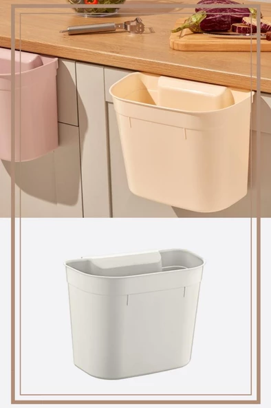 Flosoft Dolap İçi Askılı Çöp Kovası, Dolap Kapağı Asmalı Mutfak Banyo Çöp Kutusu - 5