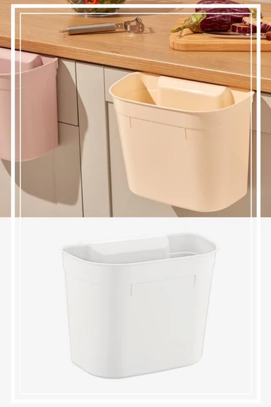 Flosoft Dolap İçi Askılı Çöp Kovası, Dolap Kapağı Asmalı Mutfak Banyo Çöp Kutusu - 8