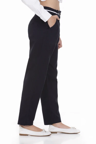 Kız Çocuk Beli Ayarlanabilir Gabardin Pantolon 9-14 Yaş Lx246 - 6