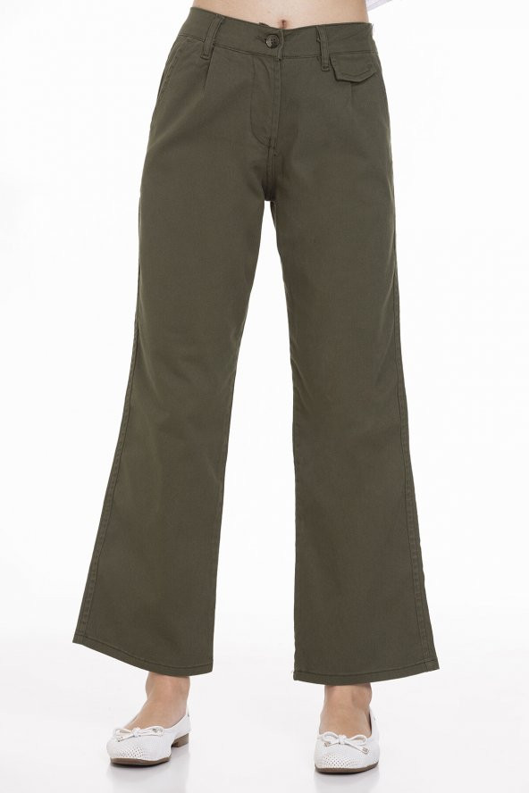 Kız Çocuk Geniş Paçalı Gabardin Pantolon 9-14 Yaş Lx249 - 4