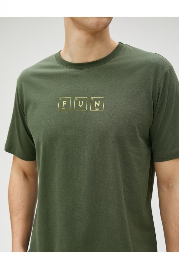 Slogan Baskılı Tişört Bisiklet Yaka Dar Kesim Pamuklu - Resim 5