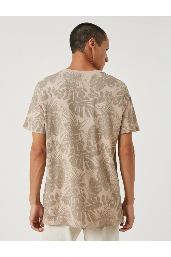 Çiçek Desenli Tişört Slogan Baskılı Bisiklet Yaka Kısa Kollu - Resim 4