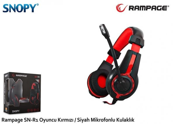 Snopy Rampage SN-R1 Oyuncu KırmızıSiyah Mikrofonlu Kulaklık