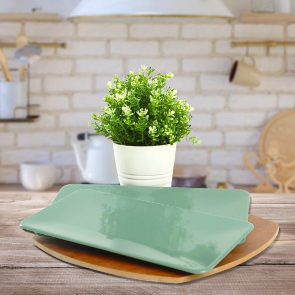 Keramika Yeşil Siera Kayık Tabak 33 Cm 2 Adet - 2