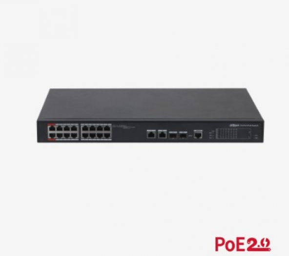 DAHUA PFS4218-16ET-240-V2 16FE PoE Port (240W), 2xCombo SFP Yönetilebilir Switch