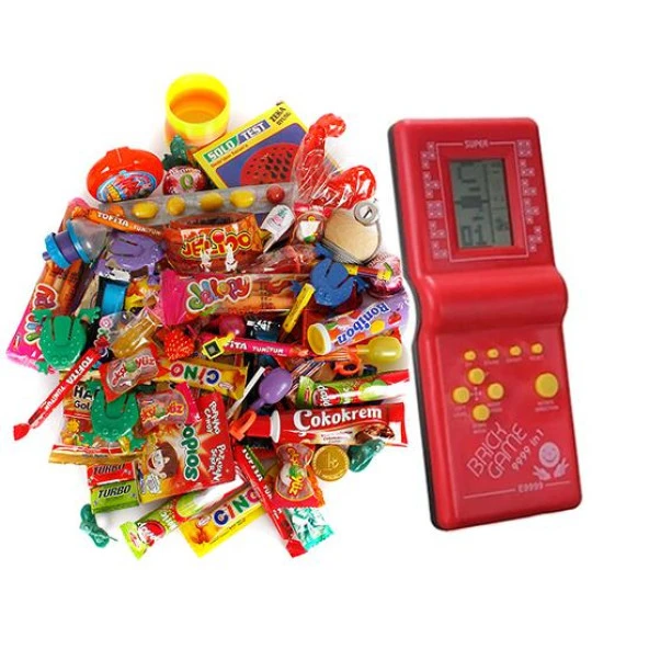 Yılbaşı Nostaljik Hediye Kutusu Kırmızı Tetrisli Büyük Boy 80ler 90lar