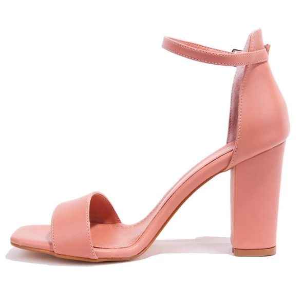 Dagoster DZA07-92823410 Pudra Tek Bantlı Klasik Topuklu Kadın Ayakkabı - 3