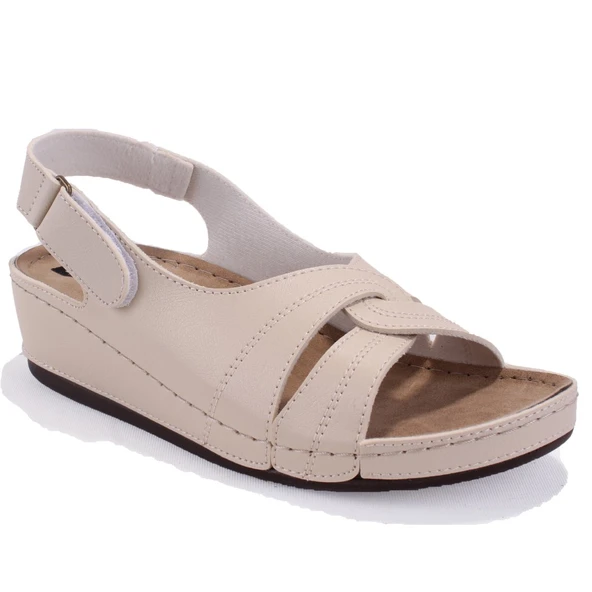 Dagoster DZA37-1817 Bej Günlük Ortopedik Kadın Sandalet