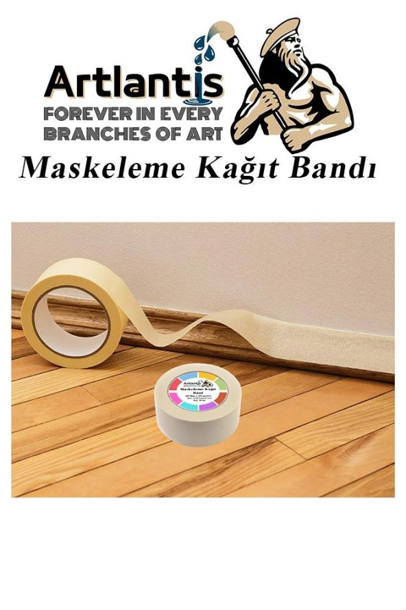 Maskeleme Bandı Kağıt Bant 38 mm 25 Metre 1 Adet Boya Bantı Maskeleme Kağıt Bant Duvar Yağlı Boya Badana - 4