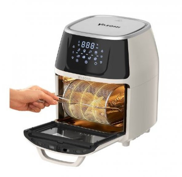 Yasomi Y88 Xxl Bej 1500W 8 Litre Airfryer Oven Fritöz (Yasomi Türkiye Garantili) SİYAH BEYAZ BEJ