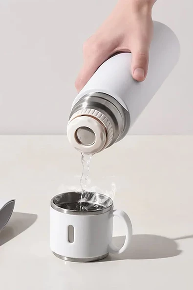 316 Paslanmaz Çelik Termos Bardak 580 Ml Bardaklı 20 Saat Sıcak-soğuk Thermos Mug Kupa Coffee - 5