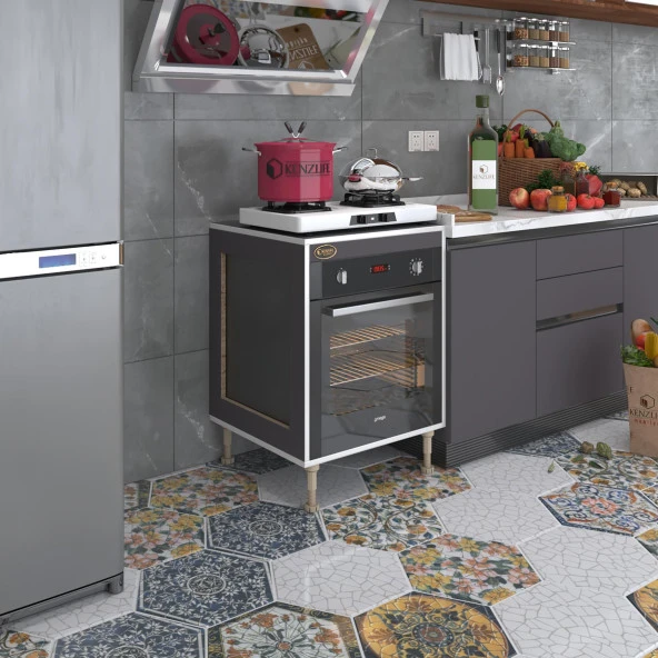 Kenzlife ankastre modülü kabini esena mono3 gri 89-81*60*56 fırın ocak dolabı ayarlı ayaklı üstü kapalı