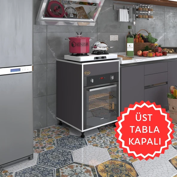 Kenzlife ankastre modülü kabini kalimera gri 85*60*56 fırın ocak dolabı ayarlı ayaklı üstü kapalı