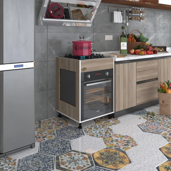 Kenzlife ankastre modülü kabini haya busa3 crd 85*60*56 fırın ocak dolabı ayarlı ayaklı üstten