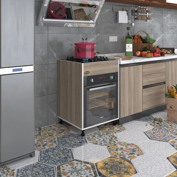 Kenzlife ankastre modülü kabini şirpençe crd 85*60*56 fırın ocak dolabı ayarlı ayaklı üstten ürün görseli 1