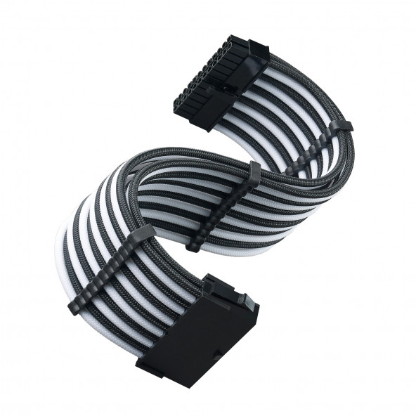 Silverstone 24Pin Anakart Güç Kaynağı Güç Kablosu 30cm (Siyah-Beyaz) (SST-PP07E-MBBW) - 1