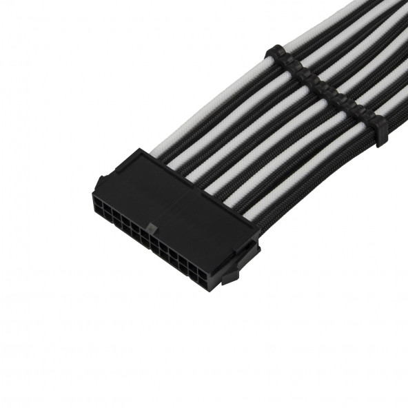 Silverstone 24Pin Anakart Güç Kaynağı Güç Kablosu 30cm (Siyah-Beyaz) (SST-PP07E-MBBW) - 3