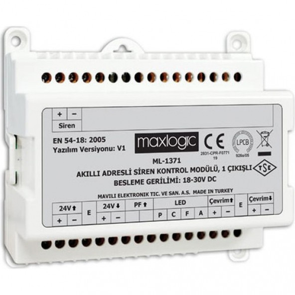 Mavili ML-1371/M Maxlogic Adresli Siren Kontrol Modülü, 1 Çıkış, Marin