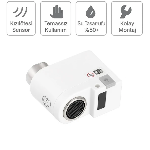 Polham Otomatik Sensörlü Su Tasarruflu Musluk Başlığı, Kızılötesi Sensörlü, Tüm Musluklara Uyumlu