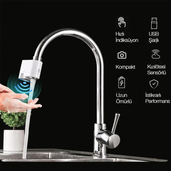 Polham Otomatik Sensörlü Su Tasarruflu Musluk Başlığı, Kızılötesi Sensörlü, Tüm Musluklara Uyumlu - 3
