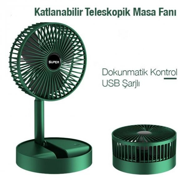 Coofbe 3 Modlu Dokunmatik Oynar Başlıklı Taşınabilir Şarjlı Masaüstü Vantilatör Fan Ev Ofis Masaüstü Fan - 2