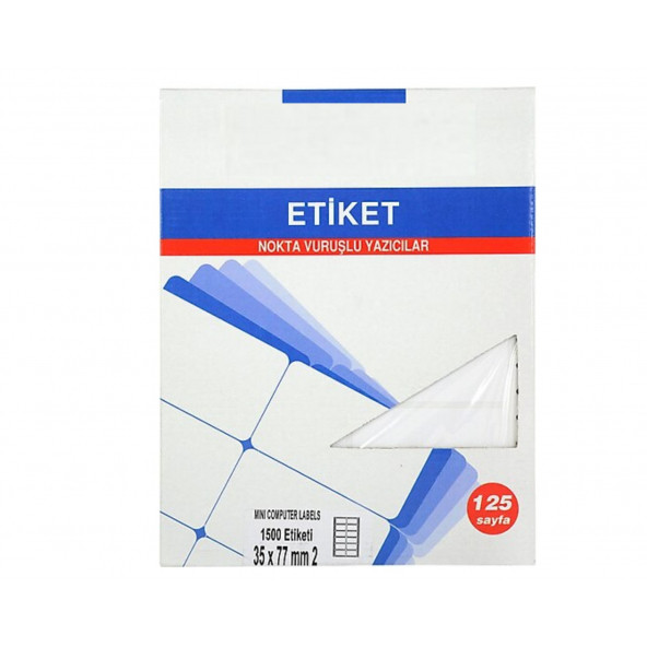 ZD-2030 BEYAZ SEVKİYAT VE LOJİSTİK ETİKETİ 1400 ADET NOKTA VURUŞLU YAZICILAR İÇİN 3,5x7,7cm - 2