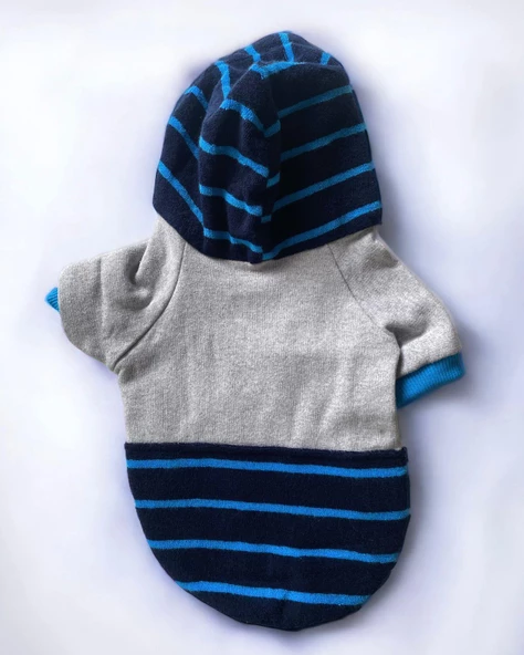 Blue Line Sweatshirt Kapşonlu Kedi Kıyafeti Kedi Sweatshirt - 4