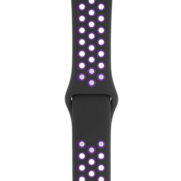 Apple Watch 42-44mm Silikon Kayış - Siyah/Mor - Resim 2