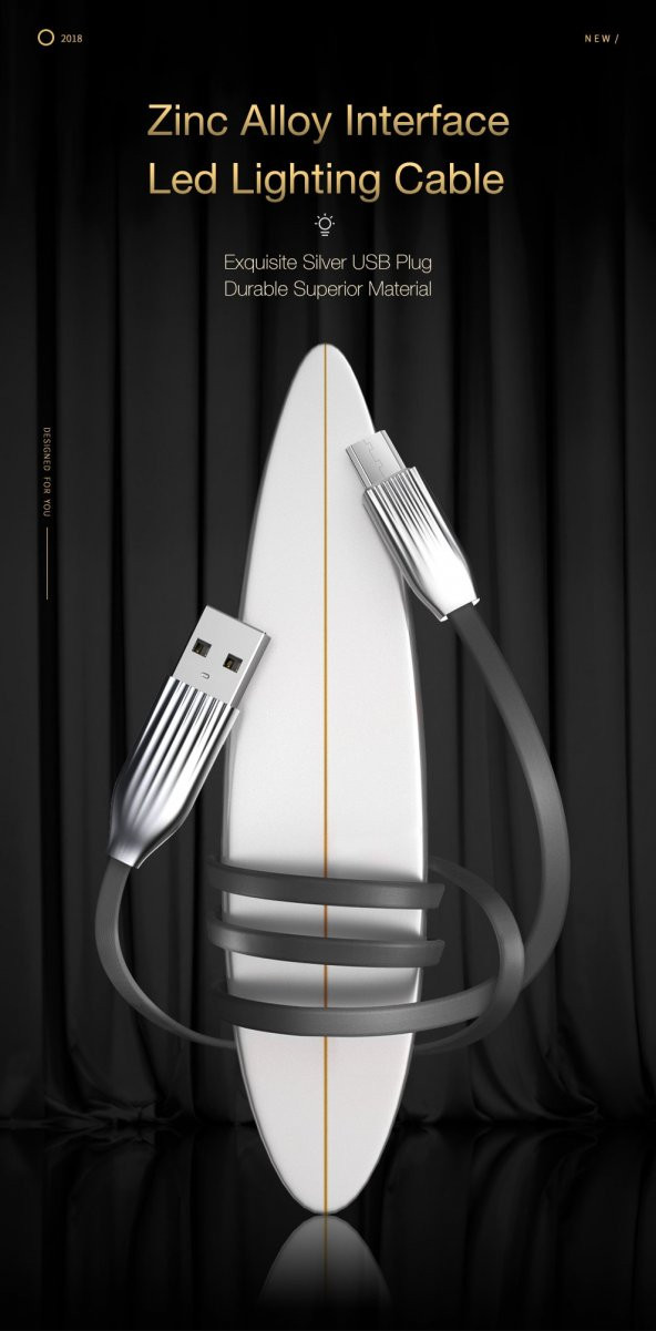 Cafele 2.4A Led Işıklı Mikro Usb Cep Telefonu Hızlı Şarj Kablosu - 3