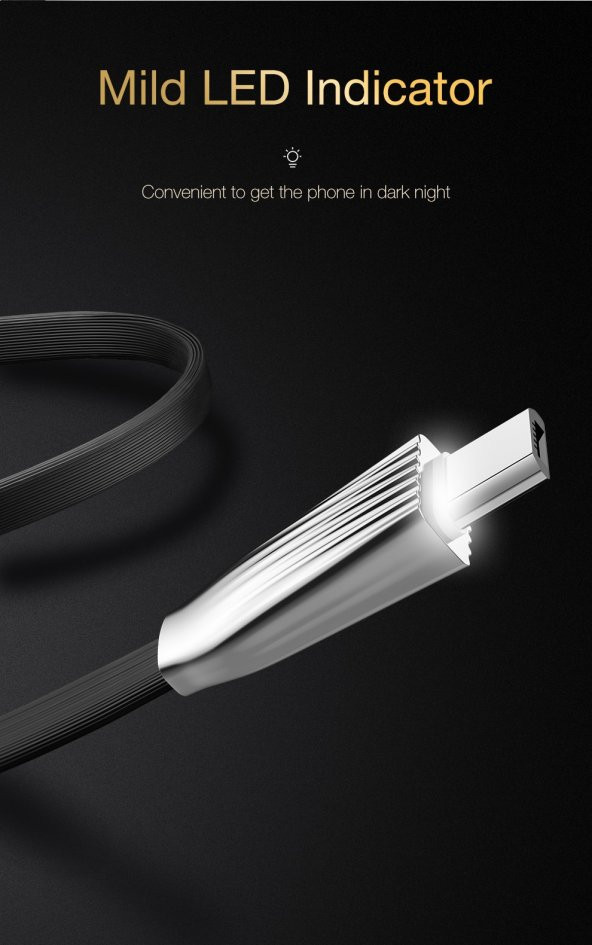 Cafele 2.4A Led Işıklı Mikro Usb Cep Telefonu Hızlı Şarj Kablosu - 4
