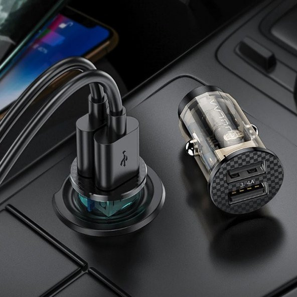 Kuulaa 3.4A 17W Hızlı Şarj Mini Dual USB Araç Şarjı - Resim 2