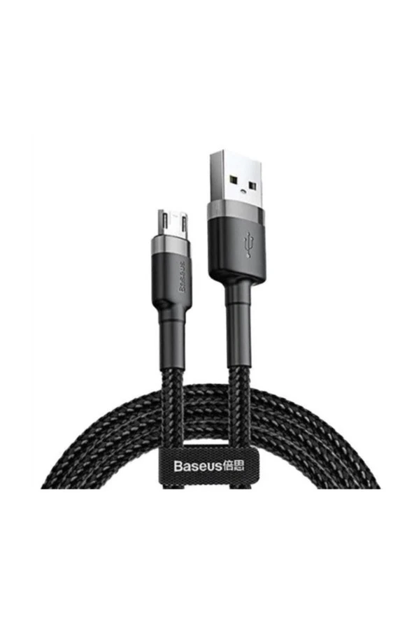 Cafule Serisi 2.4A 1 Metre Micro Usb Data Şarj Kablosu Gri Siyah