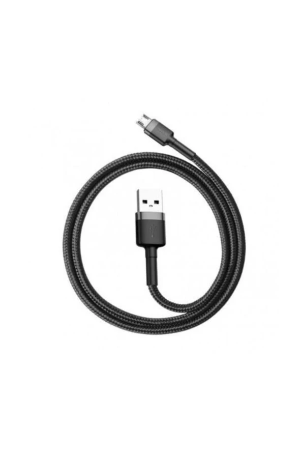 Cafule Serisi 2.4A 1 Metre Micro Usb Data Şarj Kablosu Gri Siyah - Resim 2