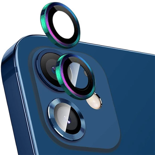 Apple iPhone 12 3D Metal Çerçeveli Kamera Lens Koruyucu - 3