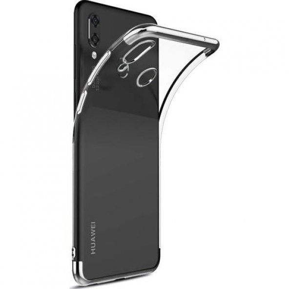 Sepetegelsin Huawei P Smart 2019 Renkli köşeli Şeffaf Arka Kapak Lazer Kılıf Gümüş
