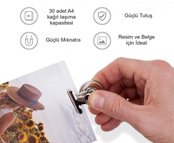 Valkyrie 12 Adet Mıknatıslı Mandallı Buzdolabı Magnet Fotoğraf Kağıt Evrak Tutucu - 3