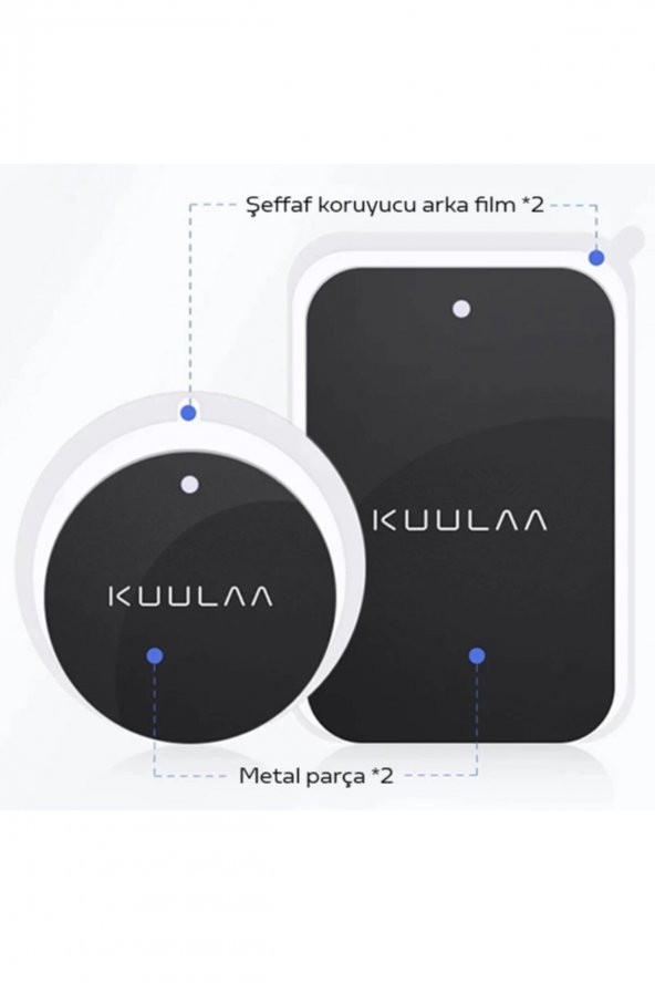 Kuulaa Magnetic-mıknatıslı Telefon Tutucular Için Metal Plaka Seti Siyah - 3