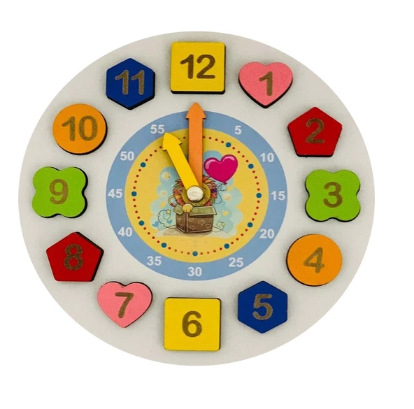 Geometrik Yapboz Oyuncak Ahşap Saat ürün görseli