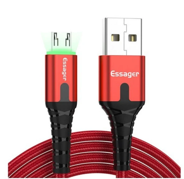 Essager 2.1A Led Işıklı 1Metre Mikro Usb Kablo