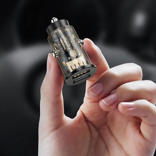 KUULAA 3.4A 17W Hızlı Şarj Şeffaf Mini Dual USB Araç Şarj Başlık - 2