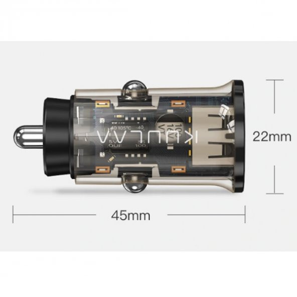 KUULAA 3.4A 17W Hızlı Şarj Şeffaf Mini Dual USB Araç Şarj Başlık - 4