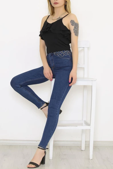 ZhlButik Yaka Fırfırlı Bluz Atlet - 12