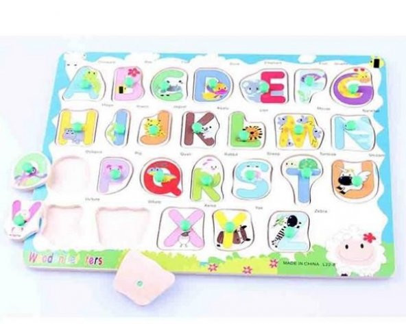 Ahşap Çocuk Gelişimi Neşeli Harfler Puzzle Yapboz - 2