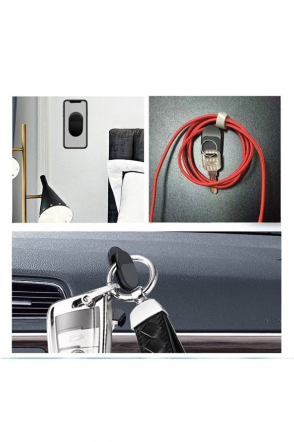 Ally Mıknatıslı Suction Hook 3 Parça Araç ev Kablo Tutucu Toparlayıcı - Siyah - 5