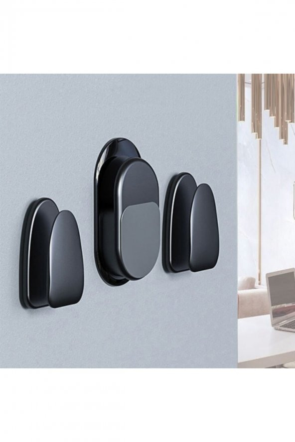 Ally Mıknatıslı Suction Hook 3 Parça Araç ev Kablo Tutucu Toparlayıcı - Siyah