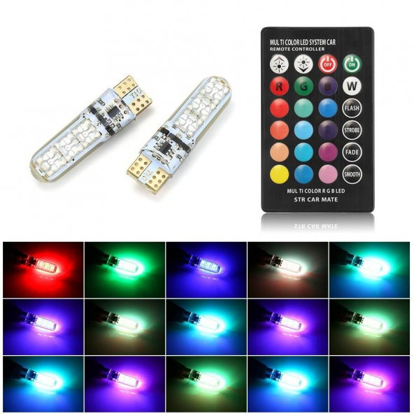 Zhltech Kumandalı Rgb Led T10 Park Ampulu 2 Adet Set - 2