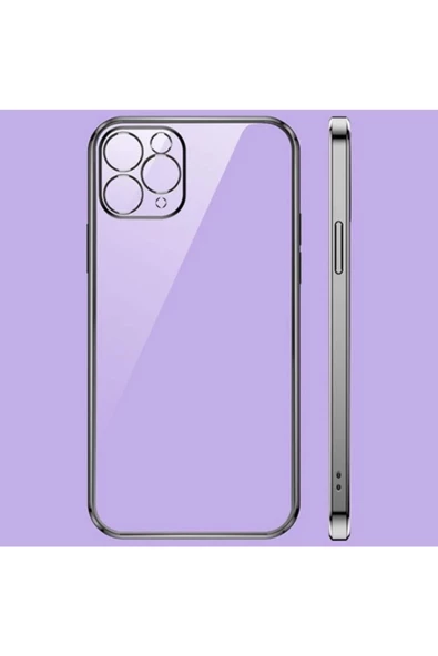 Iphone 12 Pro 6.1 Uyumlu  Metal Görünümlü Darbeye Dayanıklı Silikon Kılıf - 5