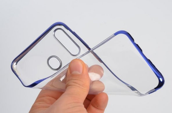 Sepetegelsin Samsung M20 Renkli köşeli Şeffaf Arka Kapak Lazer Kılıf Lacivert - 4