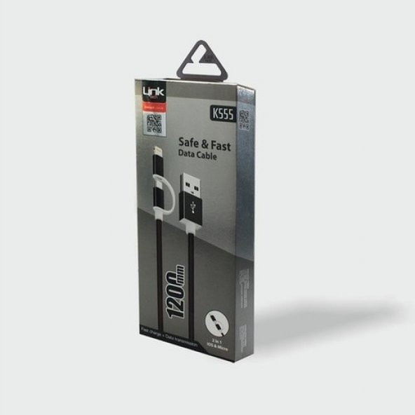LinkTech K555 2in1 Lightning / Micro USB Şarj Kablosu - 4