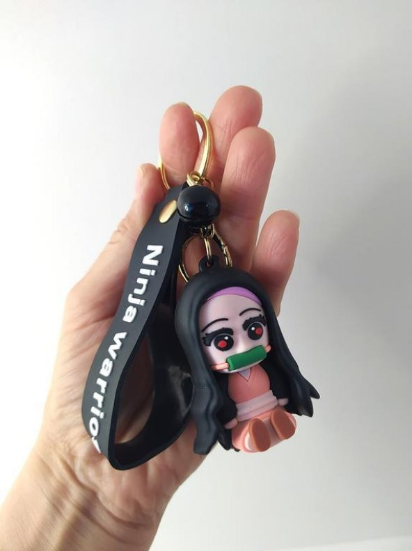 Anahtarlık Demon Slayer Kimetsu No Yaiba Nezuko Kamado Silikon Anahtarlık Çanta Süsü Oyuncak Aksesuar Araba Süsü - 2